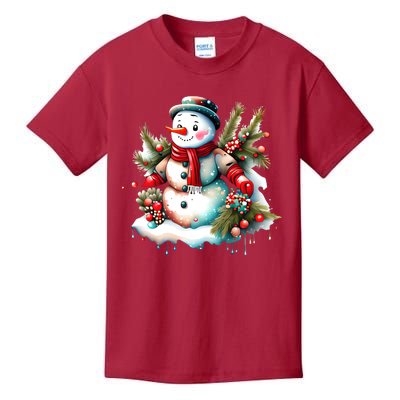 Christmas Vintage Snowman Kids T-Shirt