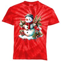 Christmas Vintage Snowman Kids Tie-Dye T-Shirt