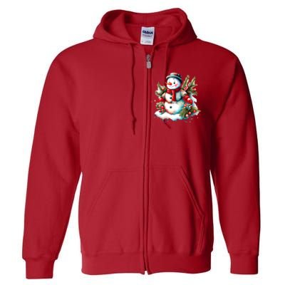 Christmas Vintage Snowman Full Zip Hoodie