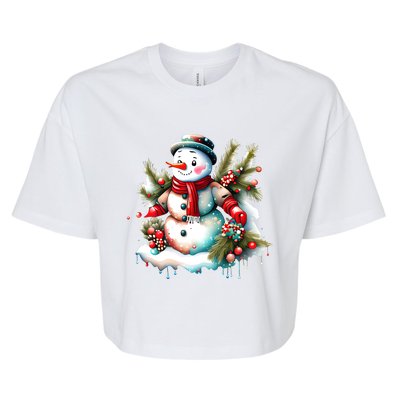 Christmas Vintage Snowman Bella+Canvas Jersey Crop Tee