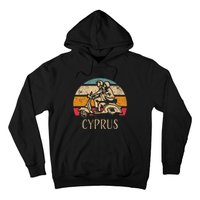 Cyprus Vintage Scooter Retro Sunset Distressed Design Hoodie