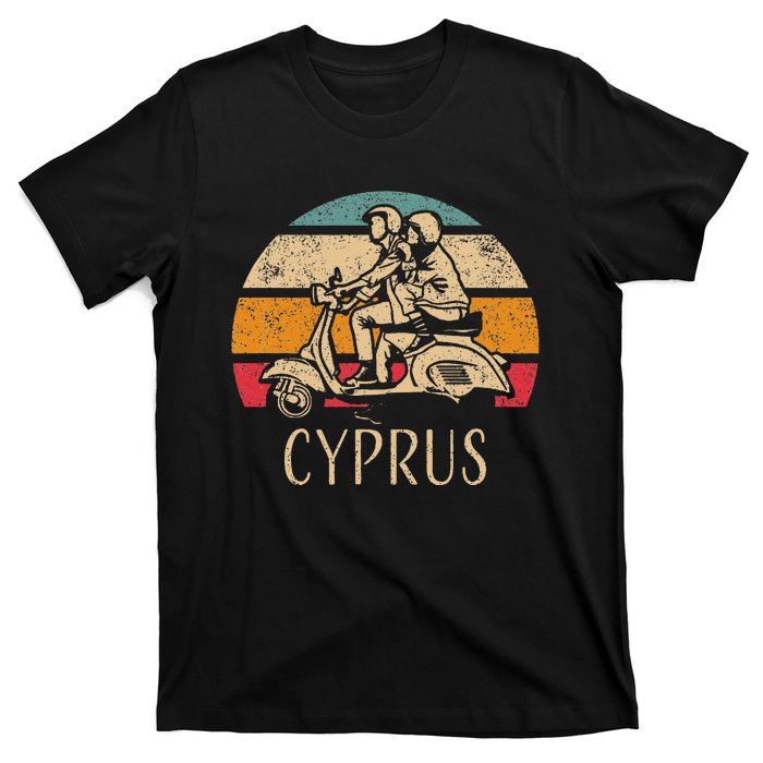 Cyprus Vintage Scooter Retro Sunset Distressed Design T-Shirt