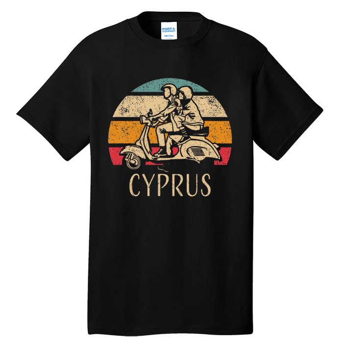 Cyprus Vintage Scooter Retro Sunset Distressed Design Tall T-Shirt