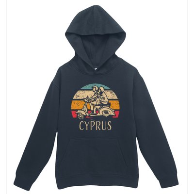 Cyprus Vintage Scooter Retro Sunset Distressed Design Urban Pullover Hoodie