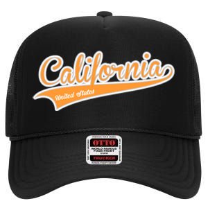 California Varsity Style High Crown Mesh Back Trucker Hat