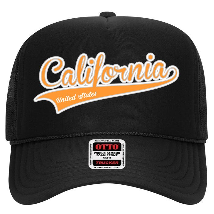 California Varsity Style High Crown Mesh Back Trucker Hat