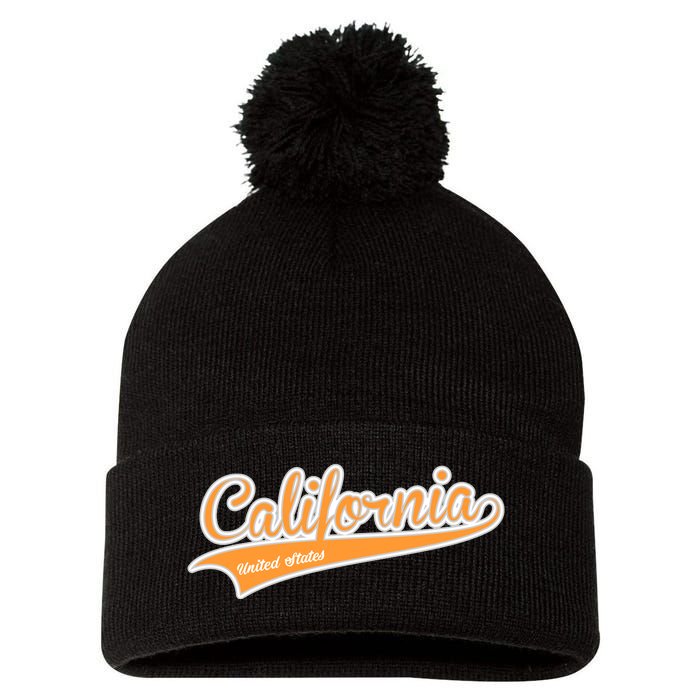 California Varsity Style Pom Pom 12in Knit Beanie