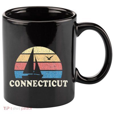 Connecticut Vintage Sailboat 70s Throwback Sunset 11oz C Handle Ceramic Mug
