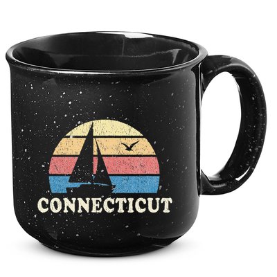 Connecticut Vintage Sailboat 70s Throwback Sunset 15oz Campfire Ceramic Mug