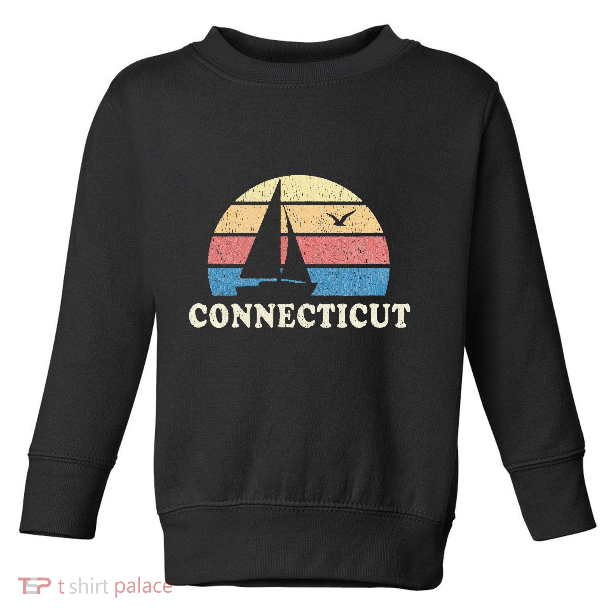 Connecticut Vintage Sailboat 70s Throwback Sunset Toddler Sweatshirt