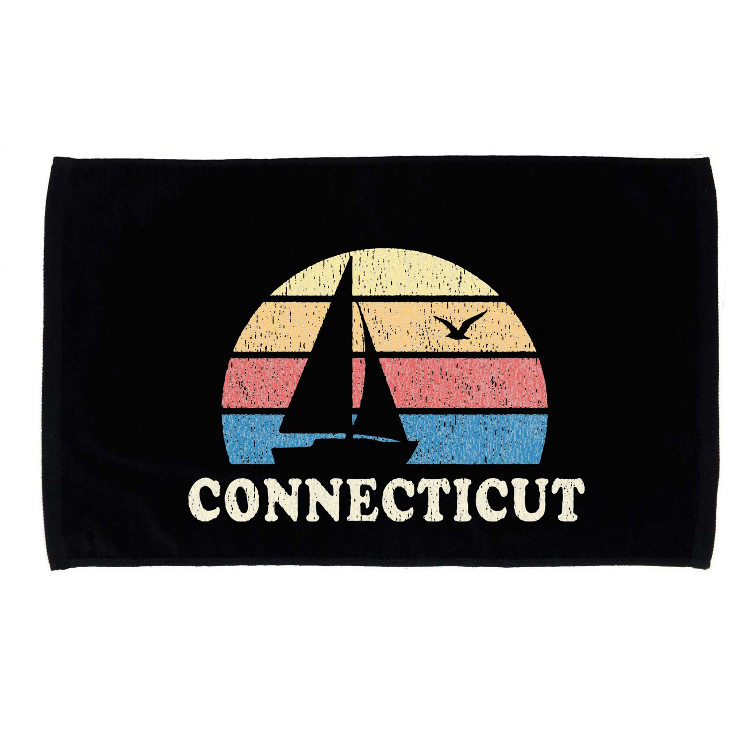 Connecticut Vintage Sailboat 70s Throwback Sunset Microfiber Hand Towel