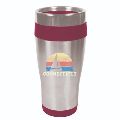 Connecticut Vintage Sailboat 70s Throwback Sunset 16oz Travel Tumbler