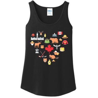 Canadian Vintage Symbols Canada Flag Maple Leaf RCMP Ladies Essential Tank