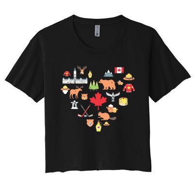 Canadian Vintage Symbols Canada Flag Maple Leaf RCMP Women's Crop Top Tee