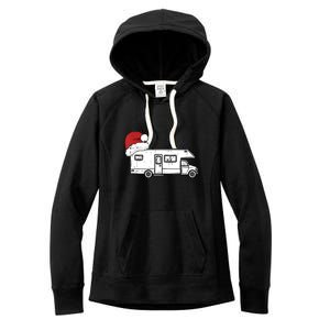 Camping Van Santa Hat Christmas Pajama Cool Gift Women's Fleece Hoodie