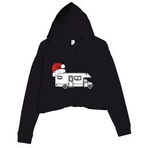 Camping Van Santa Hat Christmas Pajama Cool Gift Crop Fleece Hoodie