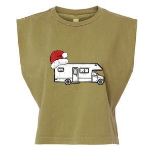 Camping Van Santa Hat Christmas Pajama Cool Gift Garment-Dyed Women's Muscle Tee