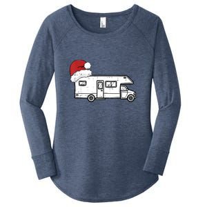 Camping Van Santa Hat Christmas Pajama Cool Gift Women's Perfect Tri Tunic Long Sleeve Shirt