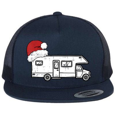 Camping Van Santa Hat Christmas Pajama Cool Gift Flat Bill Trucker Hat