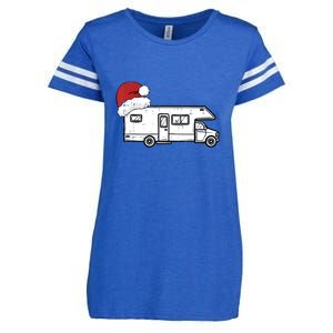 Camping Van Santa Hat Christmas Pajama Cool Gift Enza Ladies Jersey Football T-Shirt