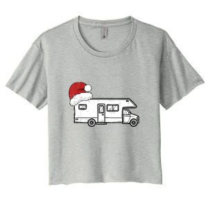 Camping Van Santa Hat Christmas Pajama Cool Gift Women's Crop Top Tee