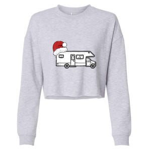 Camping Van Santa Hat Christmas Pajama Cool Gift Cropped Pullover Crew