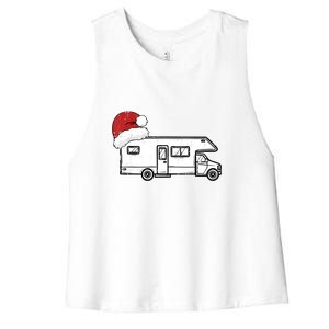 Camping Van Santa Hat Christmas Pajama Cool Gift Women's Racerback Cropped Tank