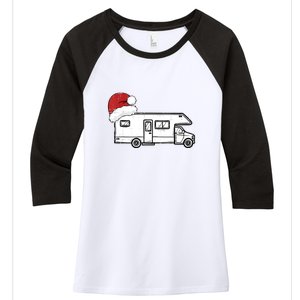 Camping Van Santa Hat Christmas Pajama Cool Gift Women's Tri-Blend 3/4-Sleeve Raglan Shirt