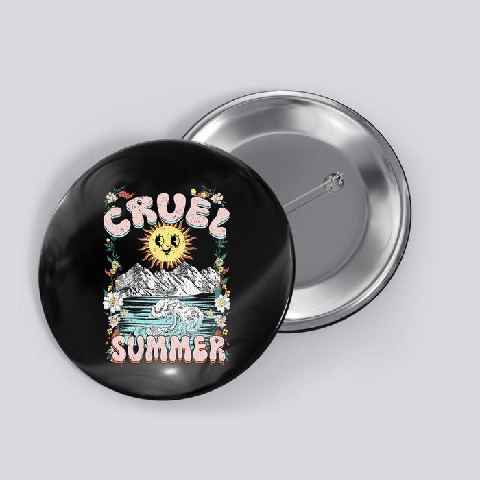 Cruel Vibes Summer Vintage Sunshine Ocean Wave Beach Lover Button