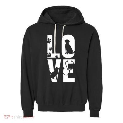 Cute Vet Tech Lvt Love Animals Veterinary Technician Dog Cat Garment-Dyed Fleece Hoodie