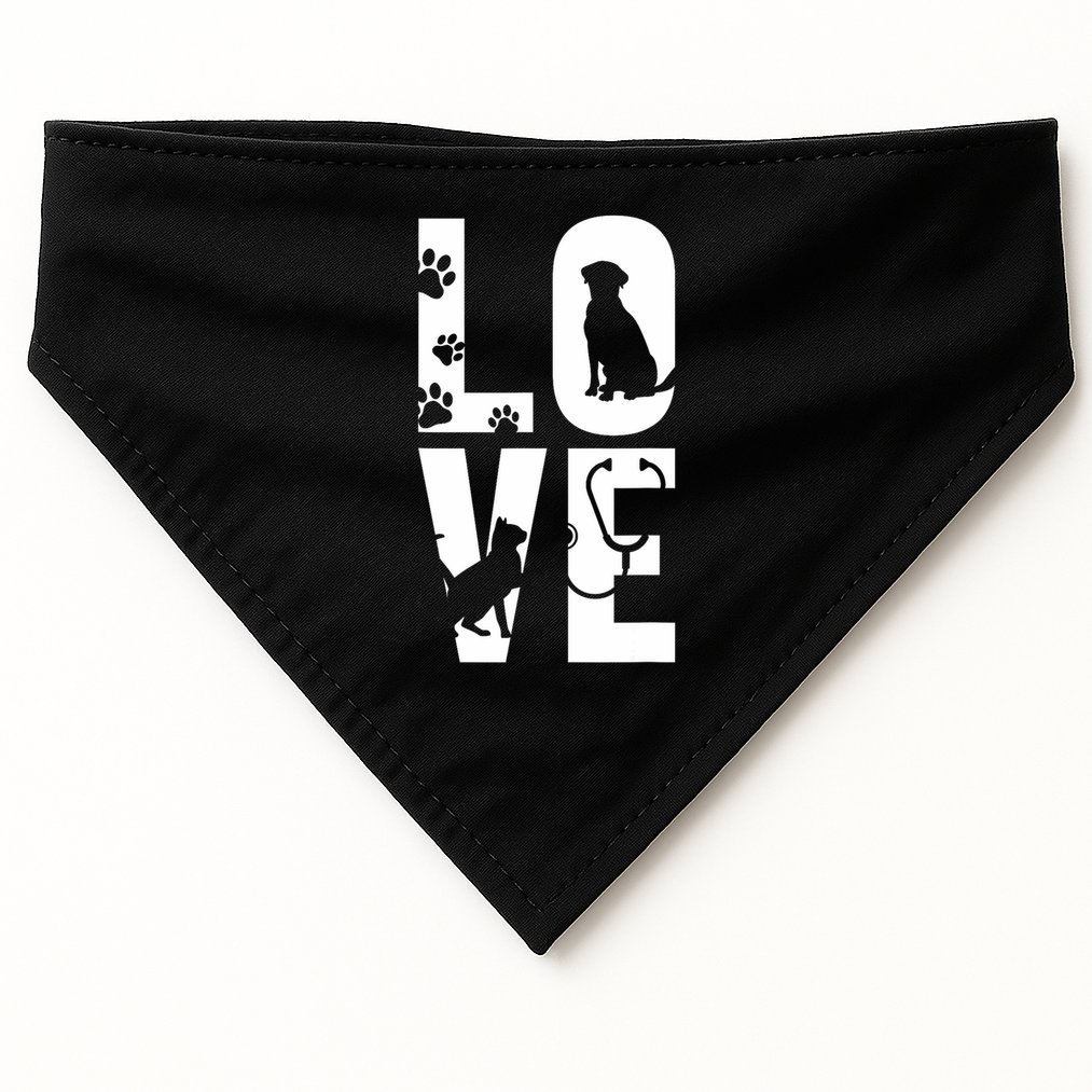 Cute Vet Tech Lvt Love Animals Veterinary Technician Dog Cat USA-Made Doggie Bandana