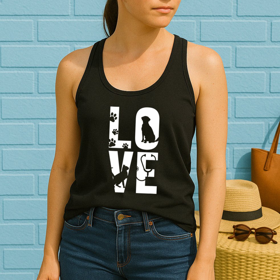 Cute Vet Tech Lvt Love Animals Veterinary Technician Dog Cat Womens Tank Top