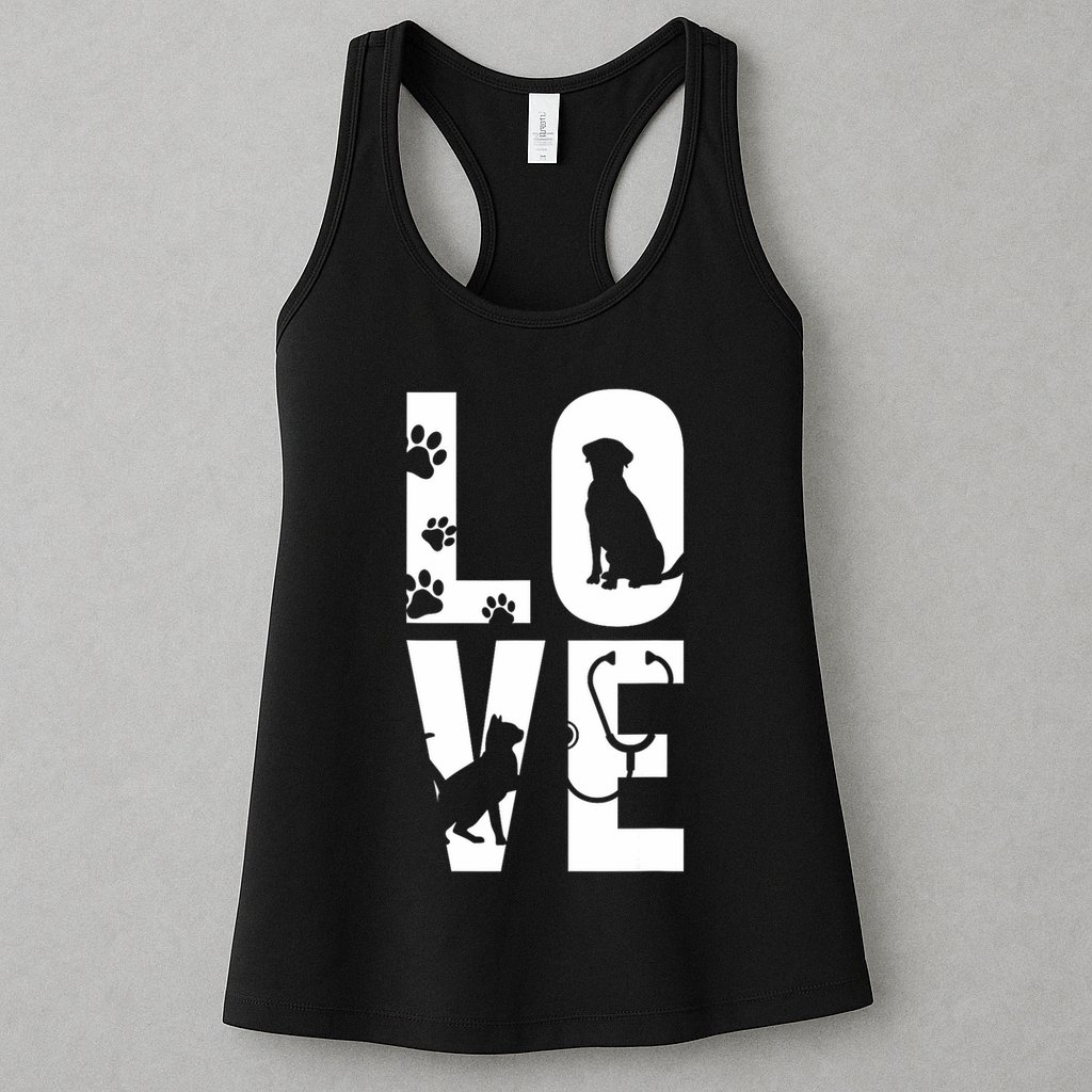 Cute Vet Tech Lvt Love Animals Veterinary Technician Dog Cat Womens Tank Top