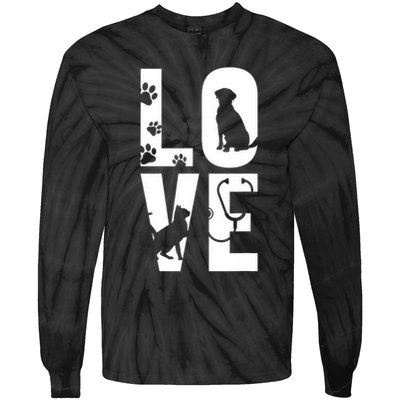 Cute Vet Tech Lvt Love Animals Veterinary Technician Dog Cat Tie-Dye Long Sleeve Shirt