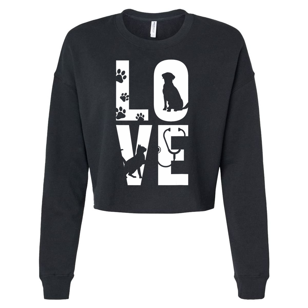 Cute Vet Tech Lvt Love Animals Veterinary Technician Dog Cat Cropped Pullover Crew