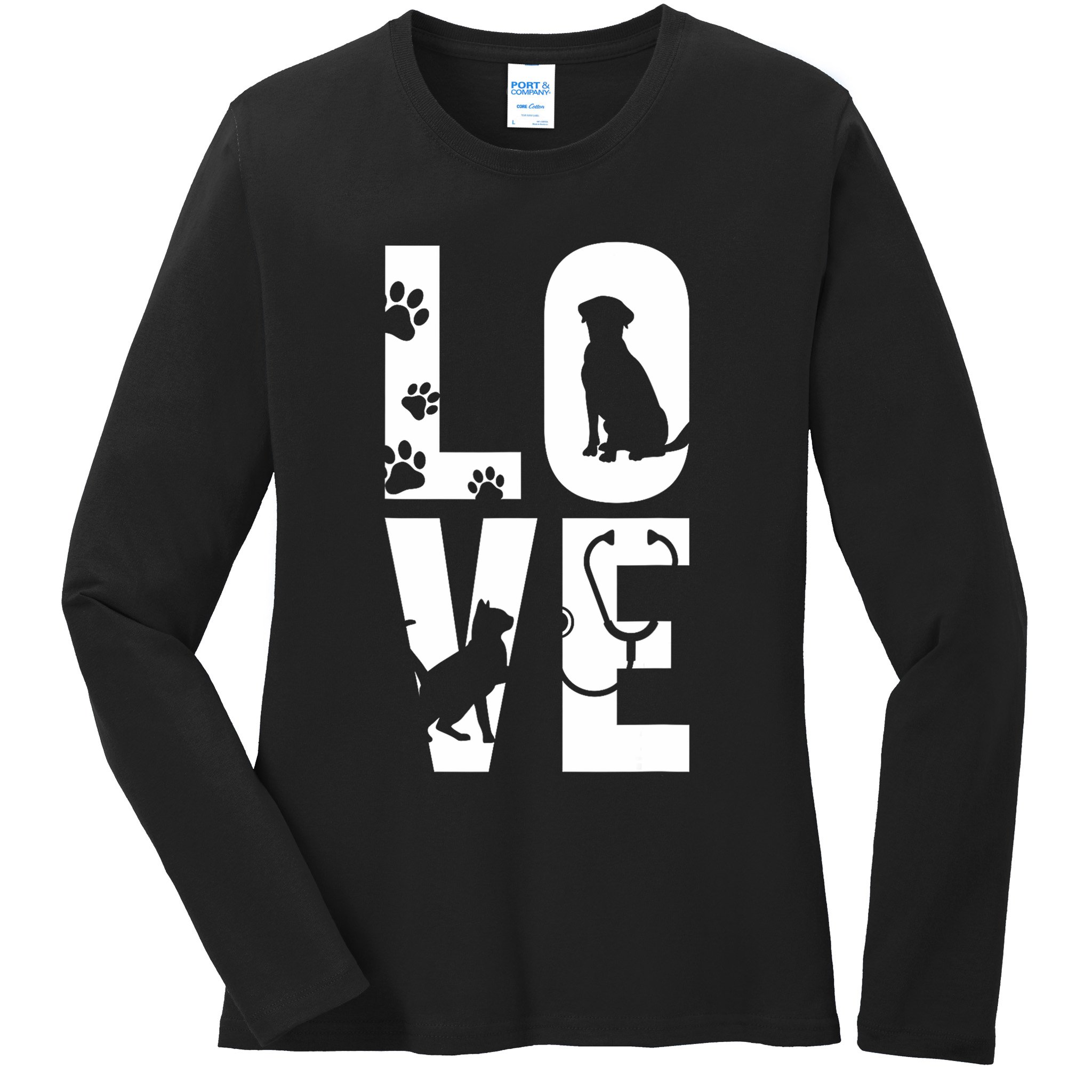 Cute Vet Tech Lvt Love Animals Veterinary Technician Dog Cat Ladies Long Sleeve Shirt
