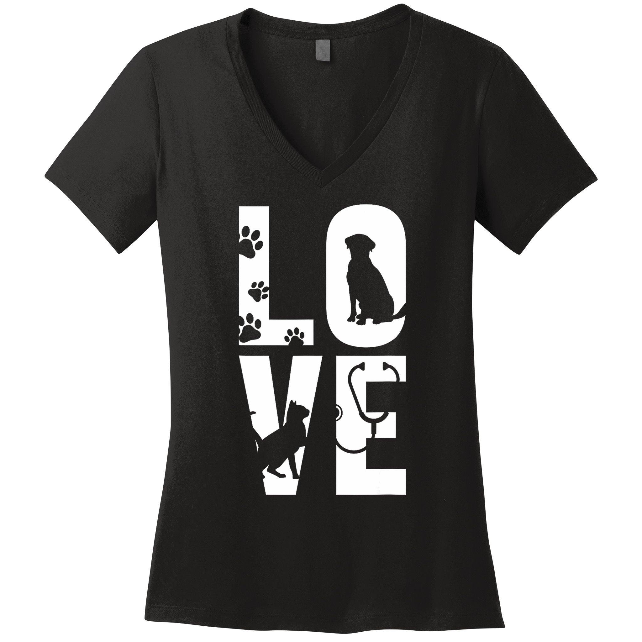 Cute Vet Tech Lvt Love Animals Veterinary Technician Dog Cat Women's V-Neck T-Shirt
