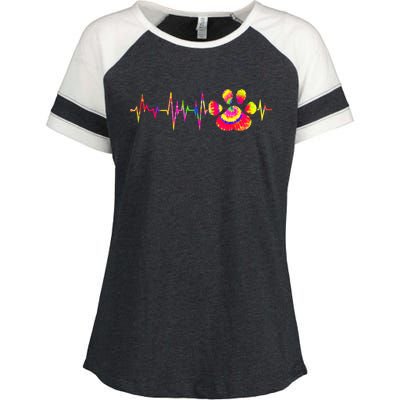 Cute Veterinarian Tie Dye Paw Print Heartbeat Vet Tech Cool Gift Enza Ladies Jersey Colorblock Tee