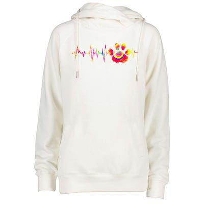 Cute Veterinarian Tie Dye Paw Print Heartbeat Vet Tech Cool Gift Womens Funnel Neck Pullover Hood