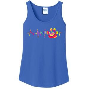 Cute Veterinarian Tie Dye Paw Print Heartbeat Vet Tech Cool Gift Ladies Essential Tank