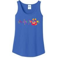 Cute Veterinarian Tie Dye Paw Print Heartbeat Vet Tech Cool Gift Ladies Essential Tank