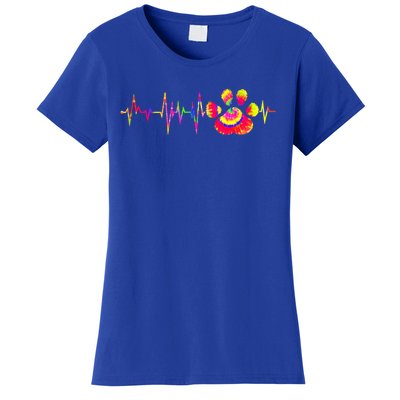 Cute Veterinarian Tie Dye Paw Print Heartbeat Vet Tech Cool Gift Women's T-Shirt