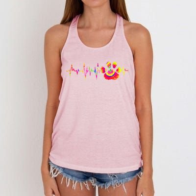 Cute Veterinarian Tie Dye Paw Print Heartbeat Vet Tech Cool Gift Women's Knotted Racerback Tank