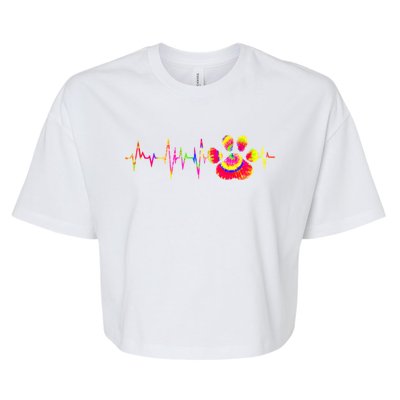 Cute Veterinarian Tie Dye Paw Print Heartbeat Vet Tech Cool Gift Bella+Canvas Jersey Crop Tee