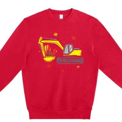 Construction Vehicle Thanksgiving Truck Turkey Premium Crewneck Sweatshirt