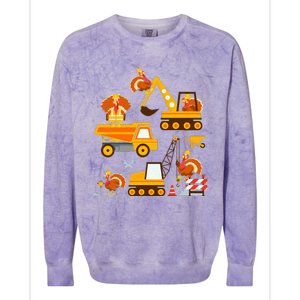 Construction Vehicle Thanksgiving Truck Turkey Colorblast Crewneck Sweatshirt