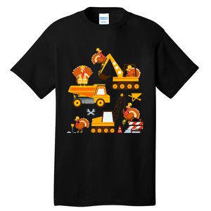 Construction Vehicle Thanksgiving Truck Turkey Tall T-Shirt