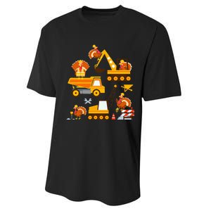 Construction Vehicle Thanksgiving Truck Turkey Performance Sprint T-Shirt