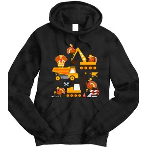 Construction Vehicle Thanksgiving Truck Turkey Tie Dye Hoodie