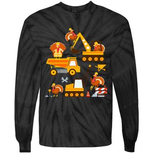 Construction Vehicle Thanksgiving Truck Turkey Tie-Dye Long Sleeve Shirt